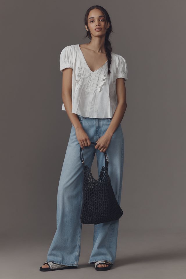 Pilcro Puff-Sleeve V-Neck Swing Blouse #3