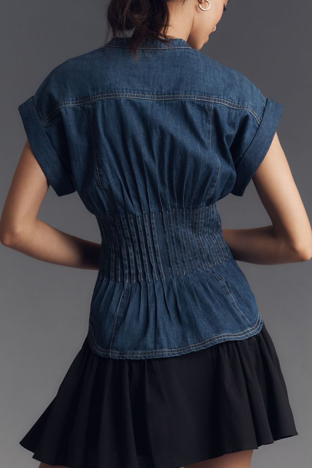 Pilcro Short-Sleeve Pleated Corset Blouse #2
