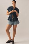 Pilcro Short-Sleeve Pleated Corset Blouse