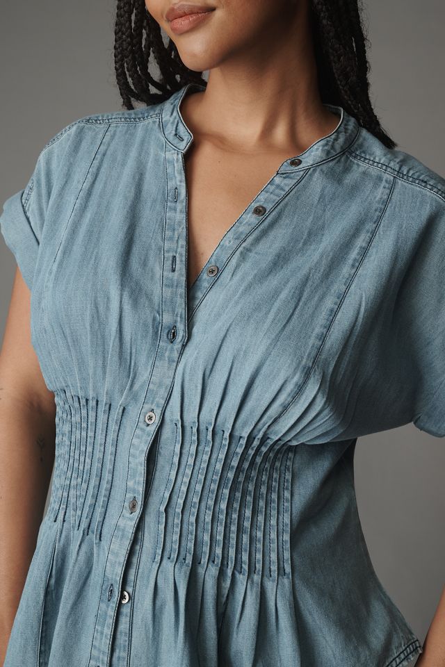 Pilcro Short-Sleeve Pleated Corset Blouse #5