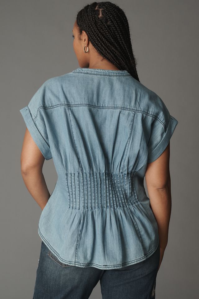 Pilcro Short-Sleeve Pleated Corset Blouse #6