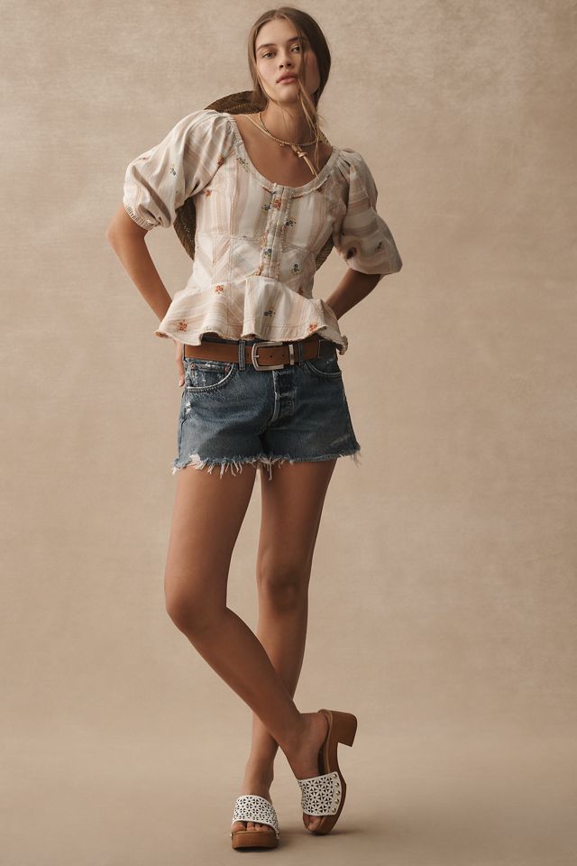 Pilcro Puff-Sleeve Peplum Blouse #3