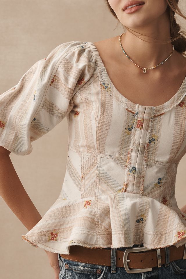 Pilcro Puff-Sleeve Peplum Blouse #4