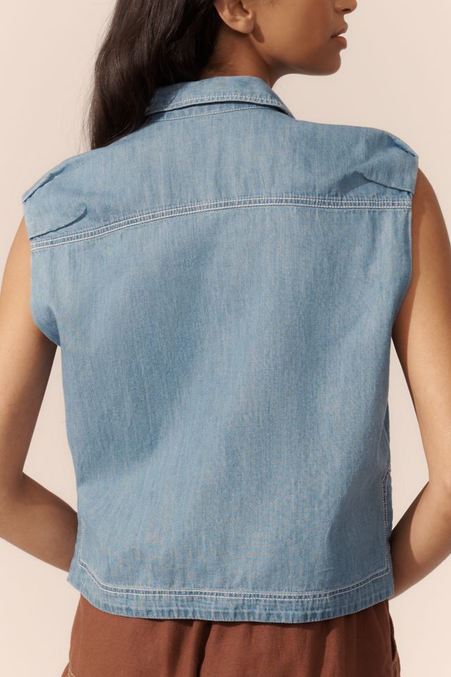 Pilcro Pleated Sleeveless Button-Front Muscle Top #1