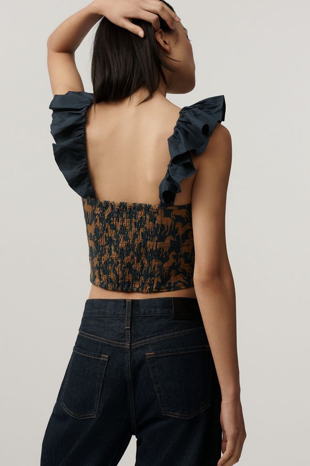 Maeve Flutter-Sleeve Crop Blouse #1