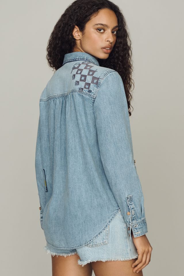 Pilcro Long-Sleeve Embroidered Icon Denim Buttondown Shirt #2