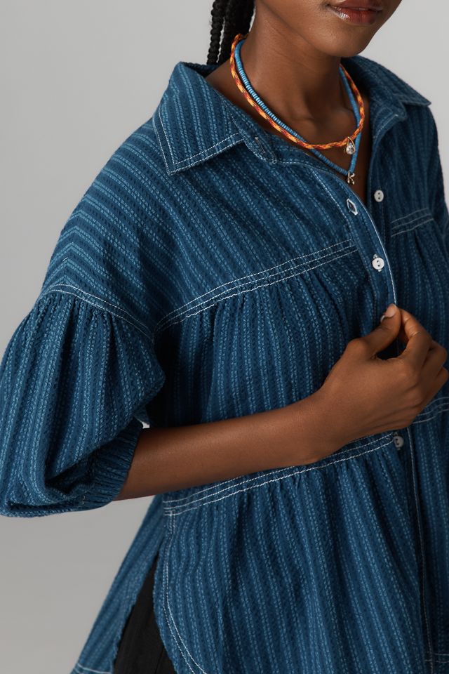 Pilcro Short-Sleeve Curved-Hem Cocoon Blouse #3