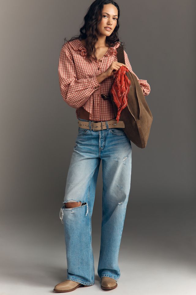 Remy Ruffle Collar Buttondown Shirt by Pilcro #2