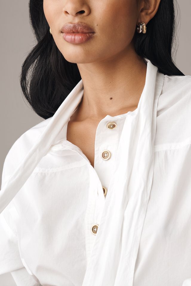 Maeve Tie-Neck Cotton Blouse #3
