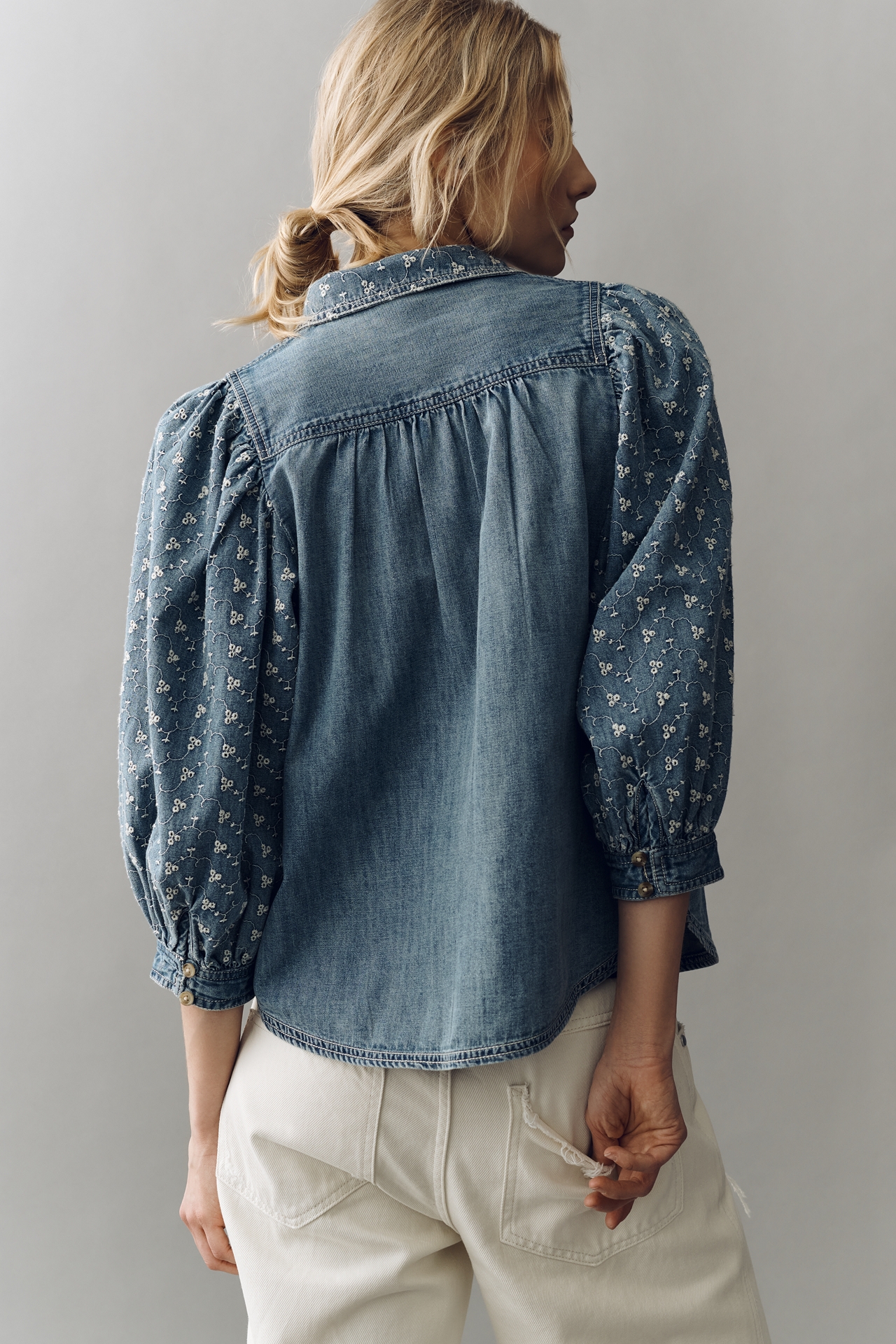 The Bella Femme Denim Buttondown Top by Pilcro