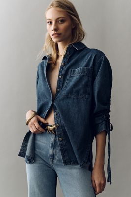 Marimekko Maridenim Vaihe Unikko Denim Shirt | Anthropologie