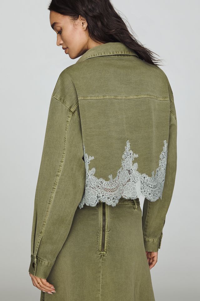 By Anthropologie Cotton Lace-Hem Buttondown Shirt #3