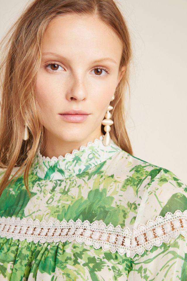 Angelina Ruffle-Sleeved Silk Peasant Blouse #2