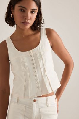 Wrangler Linen-Blend Pleated Corset Top
