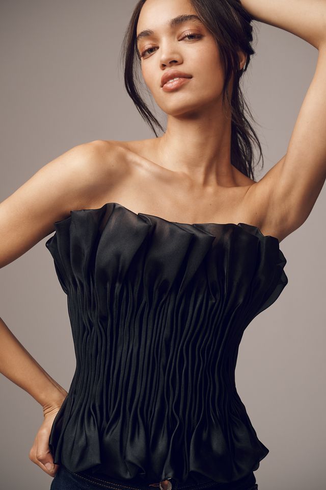 acler clements strapless organza mini dress Acler Clements Strapless Organza Mini Dress