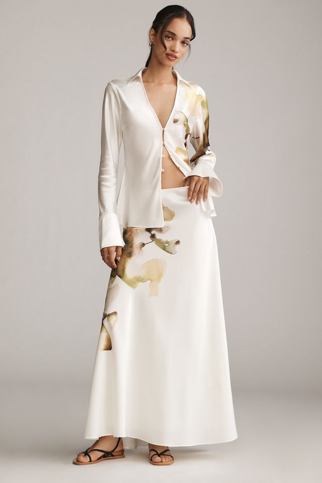 Acler Spunhill Satin V-Neck Shirt #3