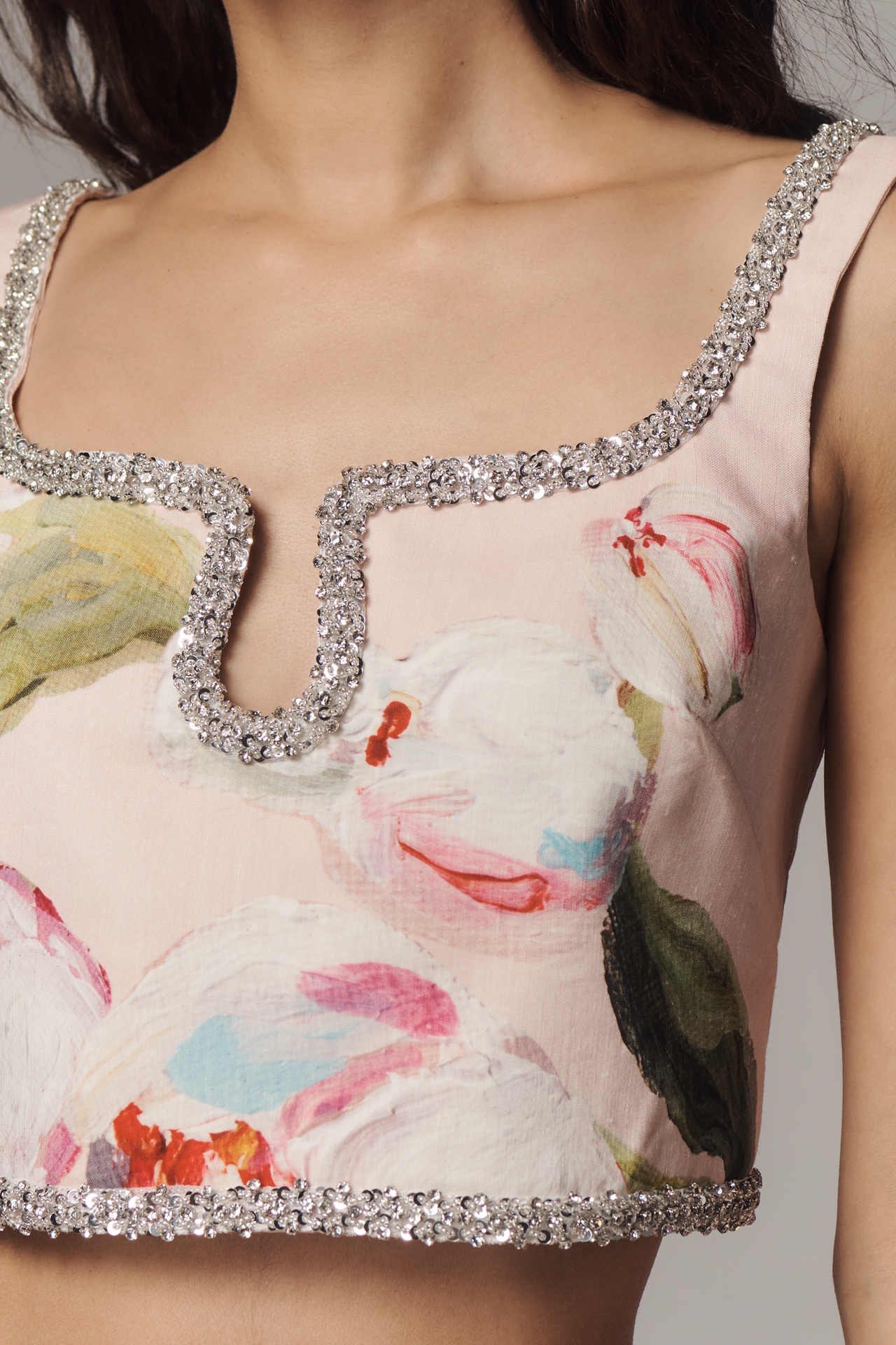 Acler Yorkley Rhinestone Square-Neck Crop Top