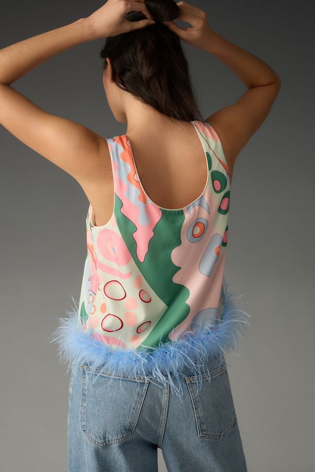 English Factory Sleeveless Faux Feather Top | Anthropologie