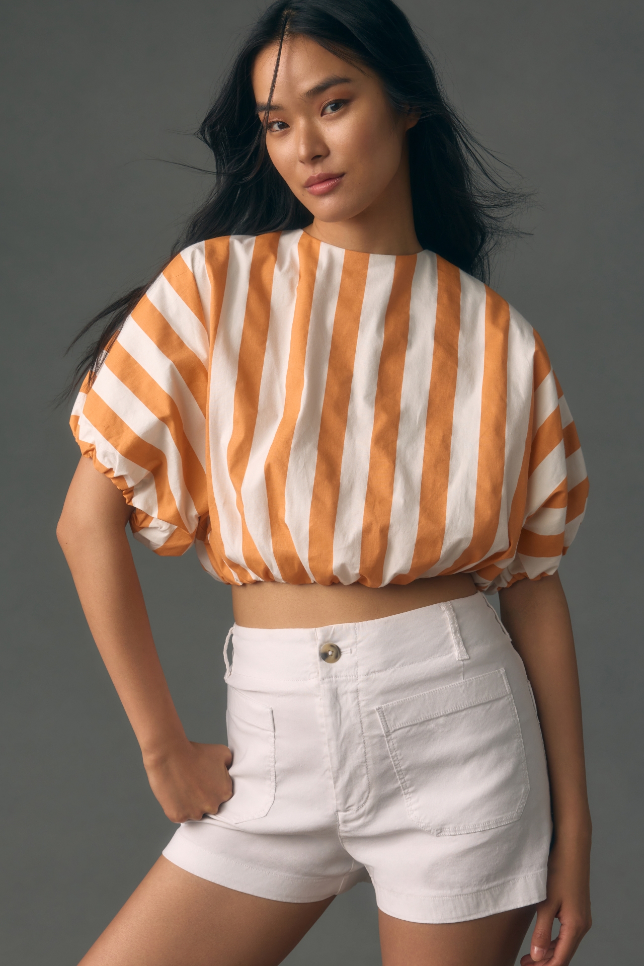 English Factory Striped Balloon Top