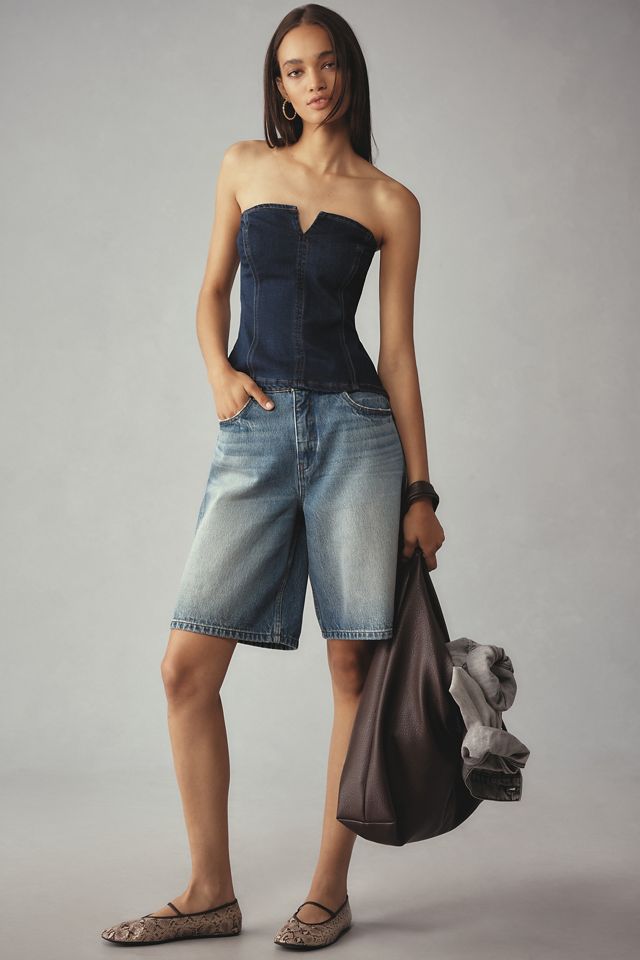 Grey Lab Strapless Denim Top #2