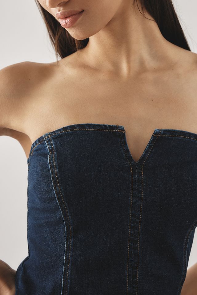 Grey Lab Strapless Denim Top #3
