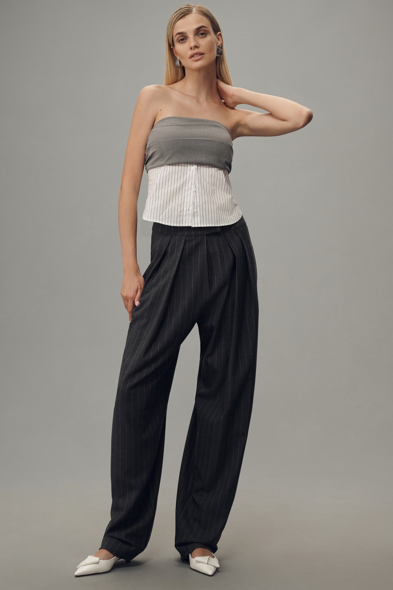 Grey Lab Strapless Twofer Top