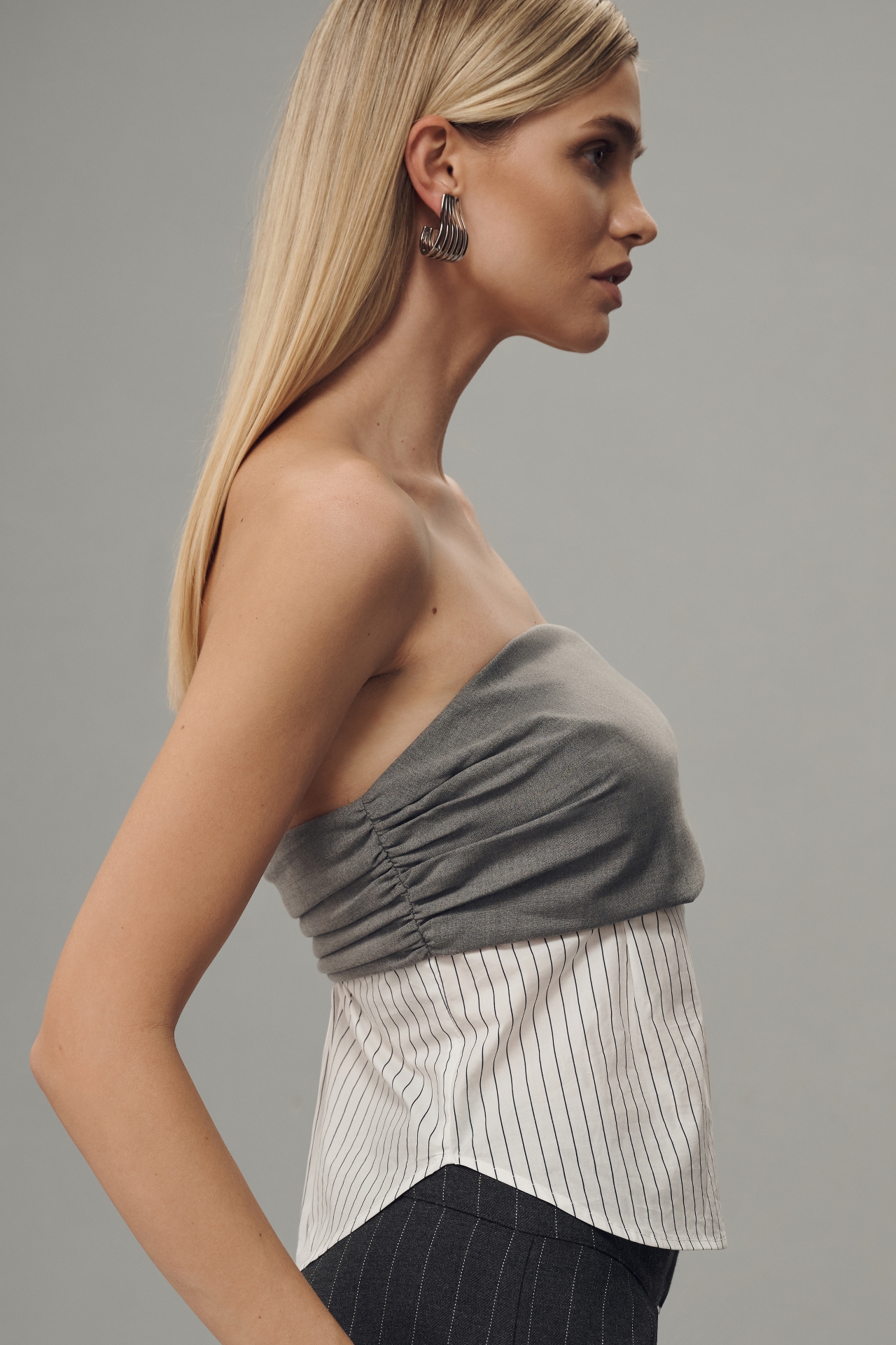 Grey Lab Strapless Twofer Top