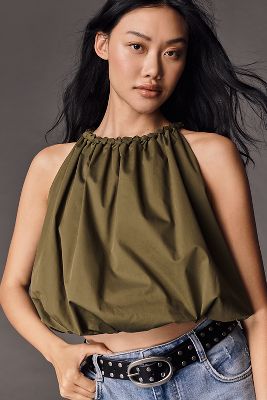 Marianne Bubble-Hem Blouse en Green taille: XS chez Anthropologie - En Saison - Modalova