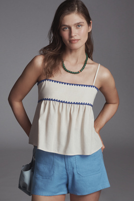 En Saison Donatella Cotton Linen Tank Top In Neutral