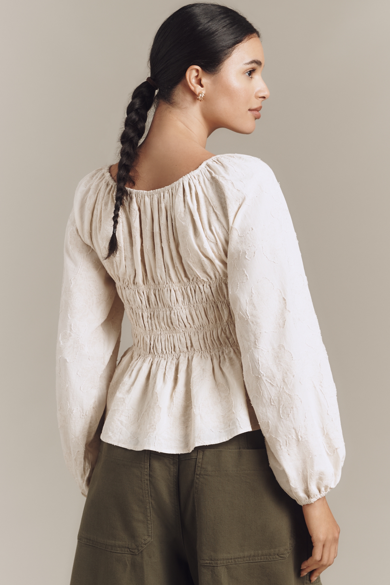 Jacquie The Label Cassandra Linen Blend Long-Sleeve Top