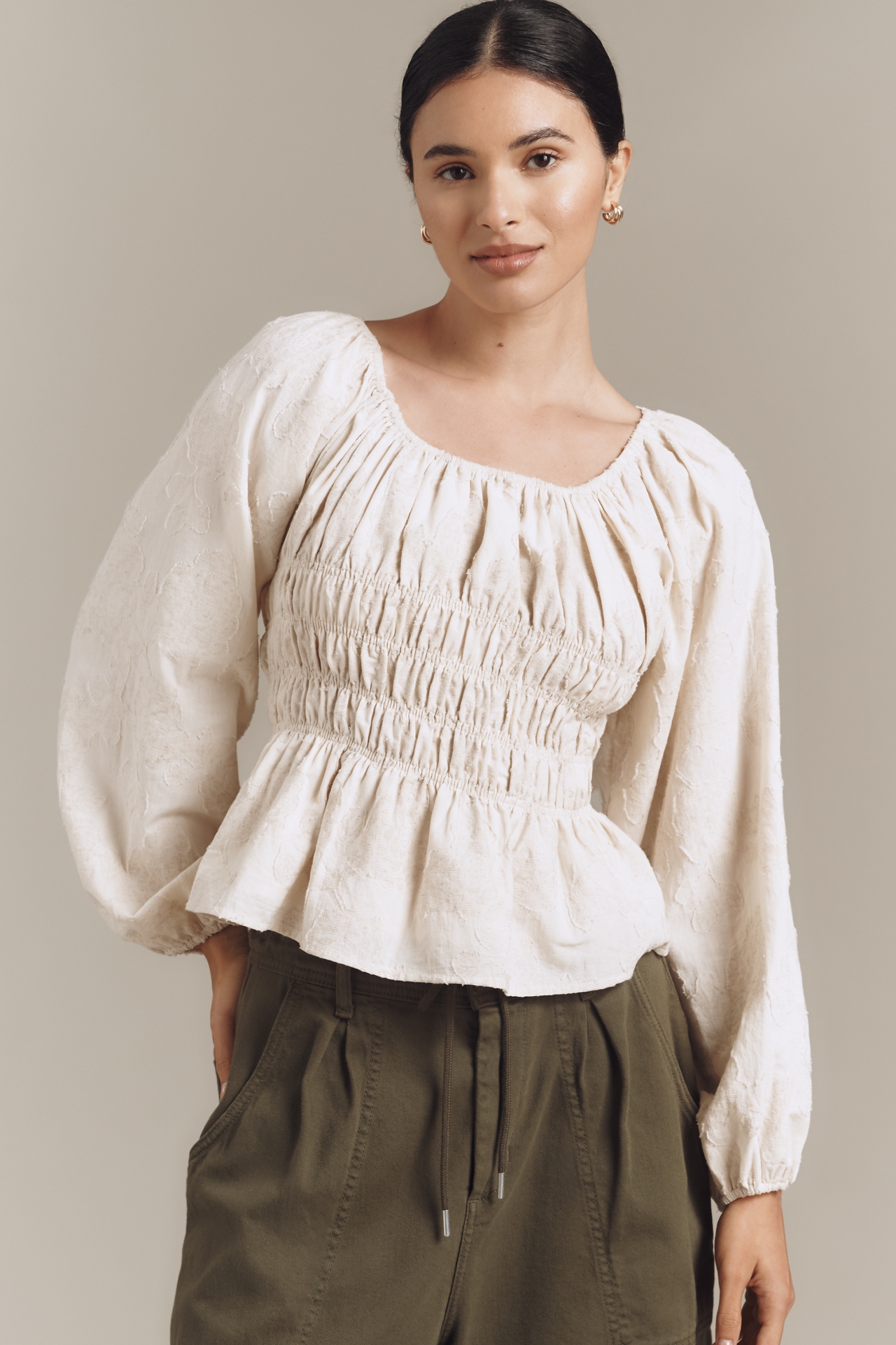 Jacquie The Label Cassandra Linen Blend Long-Sleeve Top