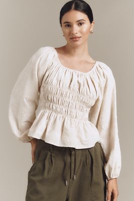 Jacquie The Label Cassandra Linen Blend Long-Sleeve Top