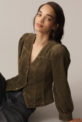Jacquie The Label Sylvie Buttondown Blouse In Green