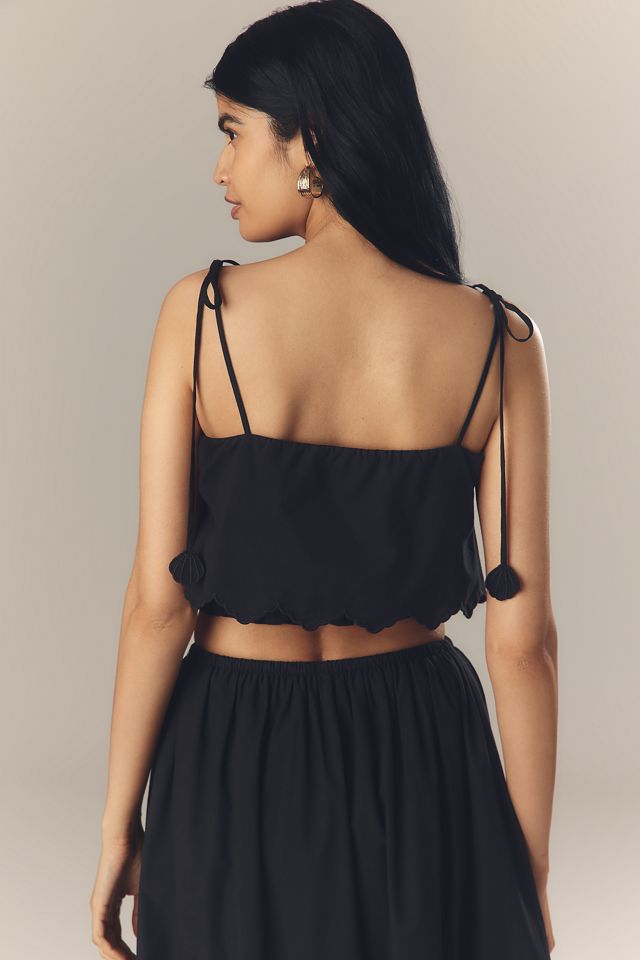 En Saison Delilah Tie-Strap Scallop-Hem Tank Top #3