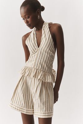 En Saison Halter Neck Peplum Blouse