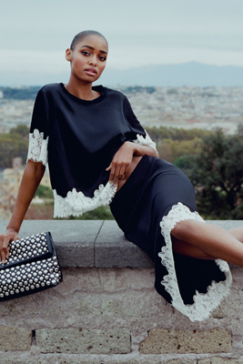 Sanctuary Lace-Trim Midi Skirt | Anthropologie