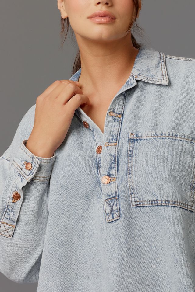 The Becca Regenerative Cotton Denim Popover Shirt by Pilcro #6