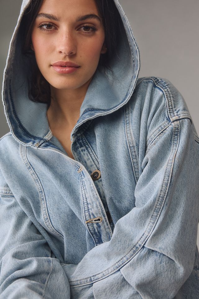 Pilcro Hooded Denim Popover Top #3