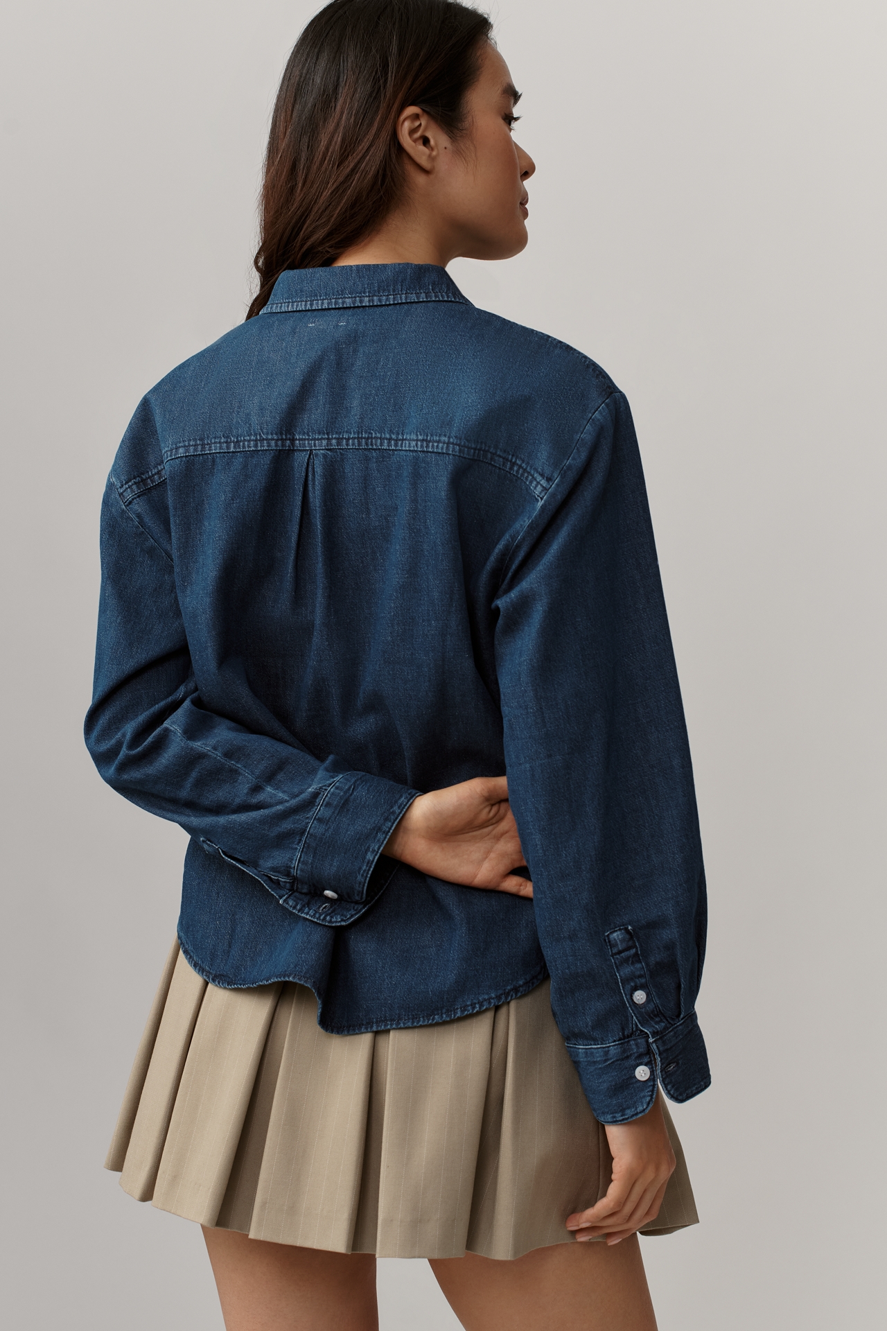 The Shrunken Bennet Denim Buttondown Shirt by Maeve