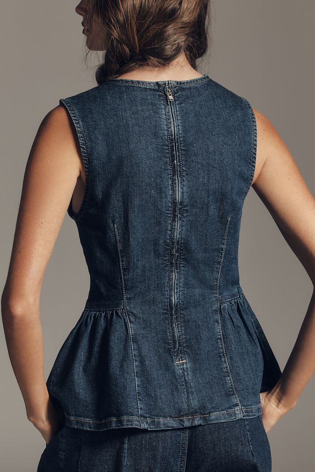 Maeve Denim Peplum Sleeveless Top #1
