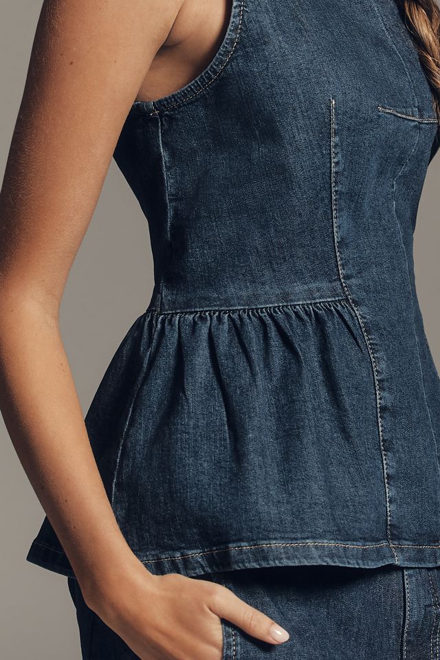 open lace back dress Acid Wash Denim Dress – Peplum Clothing main image 0