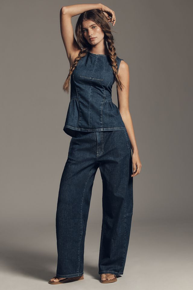 Maeve Denim Peplum Sleeveless Top #3