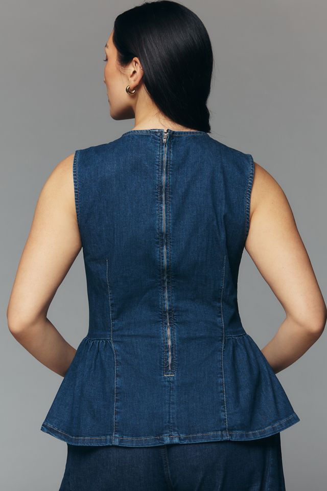 Maeve Denim Peplum Sleeveless Top #6