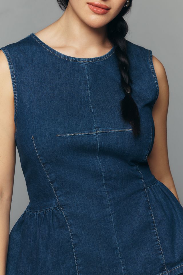 Maeve Denim Peplum Sleeveless Top #7