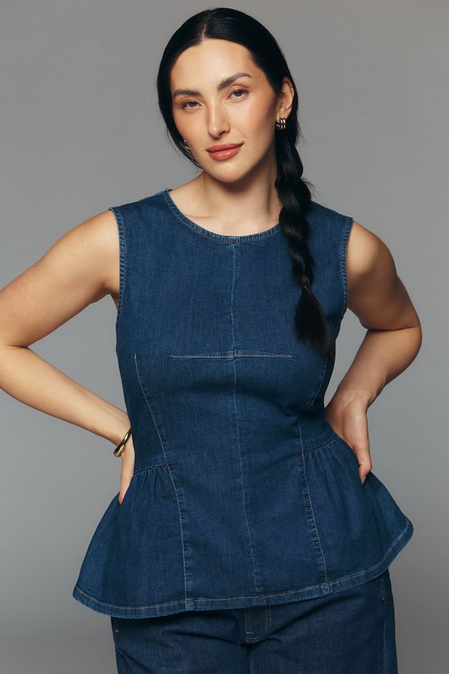 Maeve Denim Peplum Sleeveless Top #4