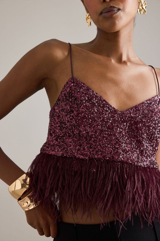 By Anthropologie Pailletten-Feder-Trägertop #2