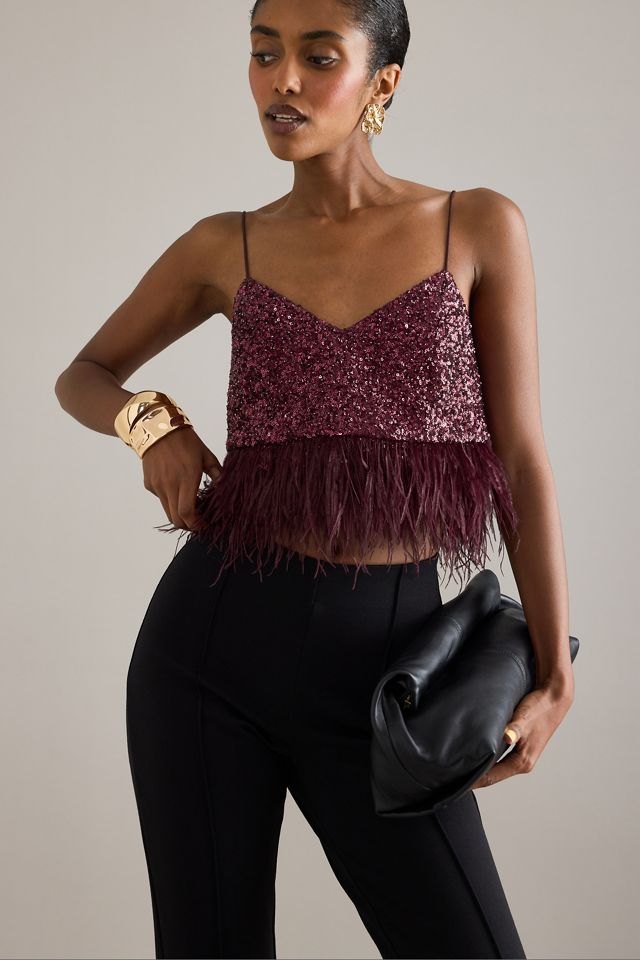 By Anthropologie Pailletten-Feder-Trägertop #3