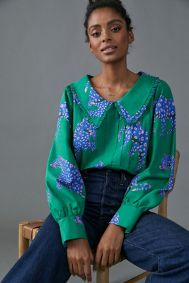 Farm Rio Leopard Pleated Blouse | Anthropologie