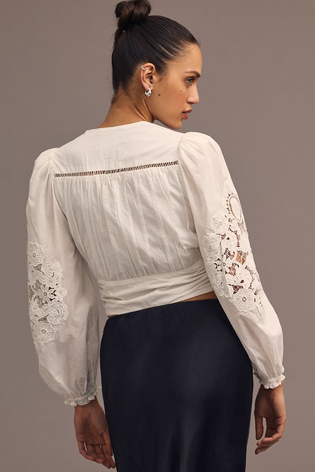 Farm Rio Long-Sleeve Lace Blouse #1