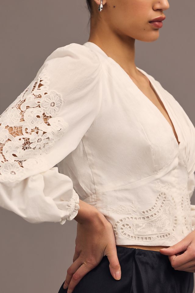 Farm Rio Long-Sleeve Lace Blouse #2